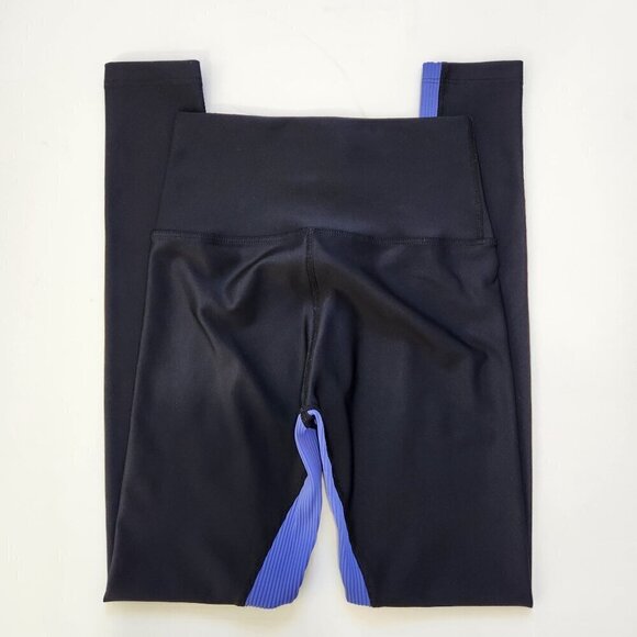 Peloton Show Up Rib Leggings Womens Small Black Purple Full Length Spin Cycling - Picture 9 of 9